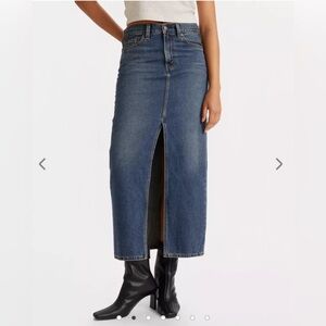NWT Levi’s Premium Women’s 26 Ankle Column Maxi Jean Skirt Dark Wash Denim 2